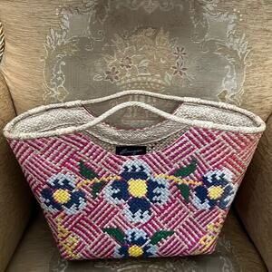 NWOT‎ BANAGO HANDWOVEN COLORFUL BASKET HAND BAG
